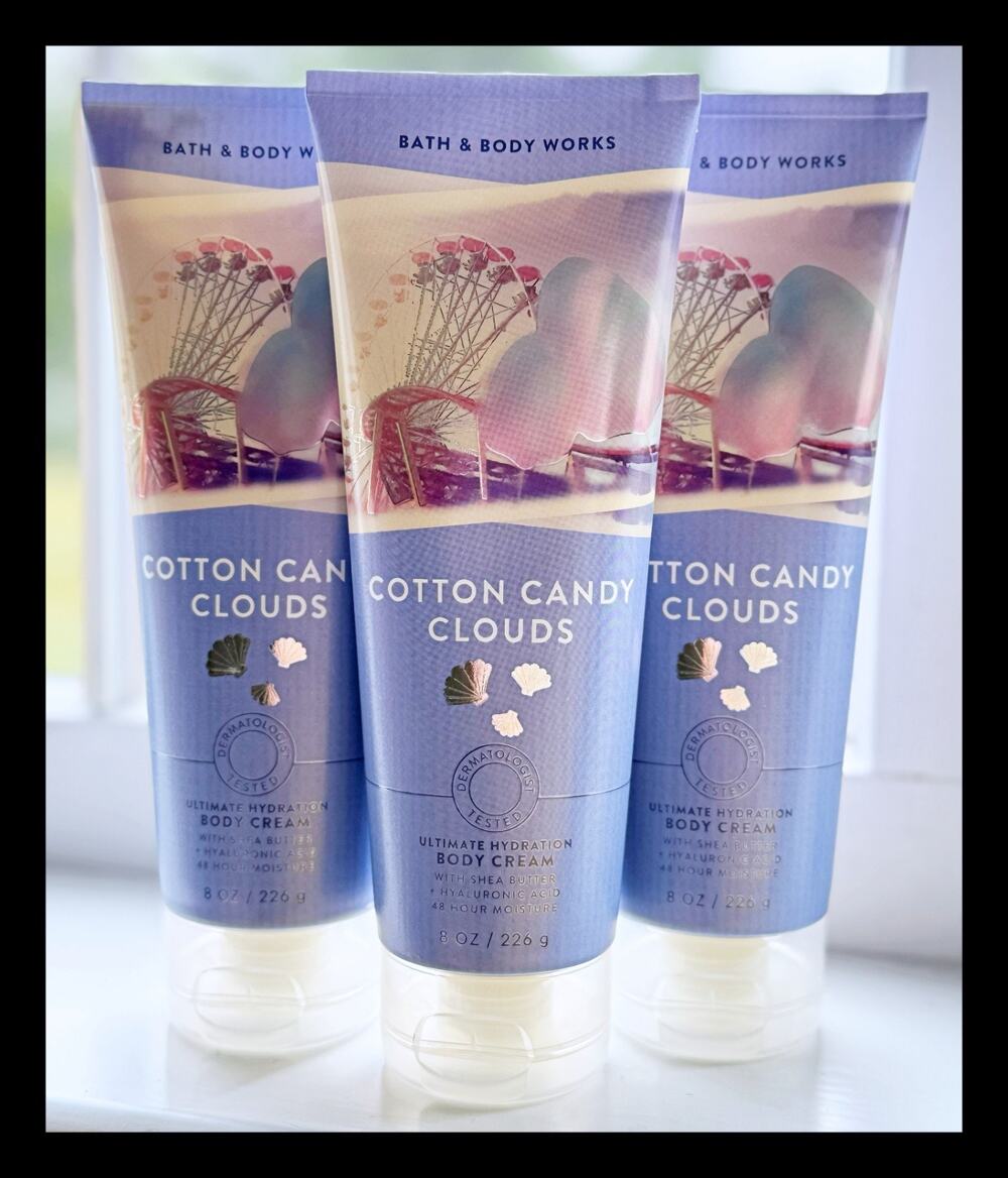 Bath & Body Works Cotton Candy Clouds 8 oz Ultimate Hydration Body Cream x3
